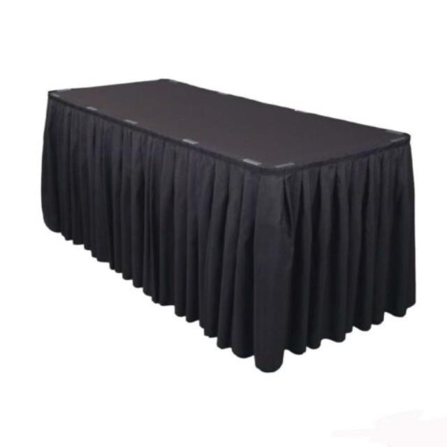 Where to find tableskirting linen black 16 foot in Ada
