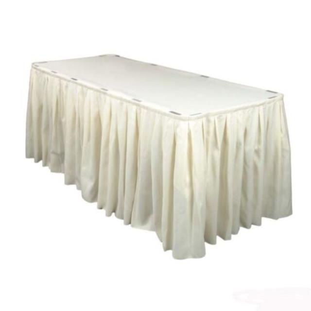 Where to find tableskirting linen ivory 13 foot in Ada