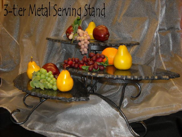 Rental store for 3 tier metal serving stand in Southeastern Oklahoma