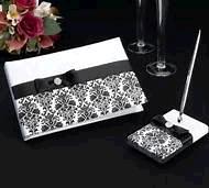 Rental store for guest book set black damask in Southeastern Oklahoma