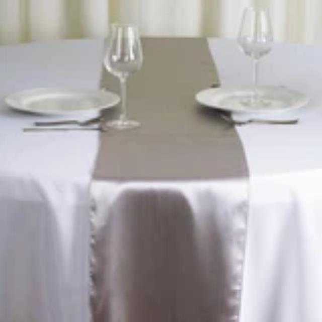 Rental store for table runner satin silver in Southeastern Oklahoma