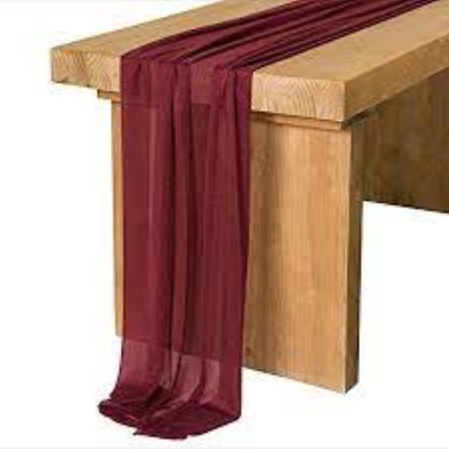 Where to find table runner burgandy sheer 28 inch x 120 inch in Ada