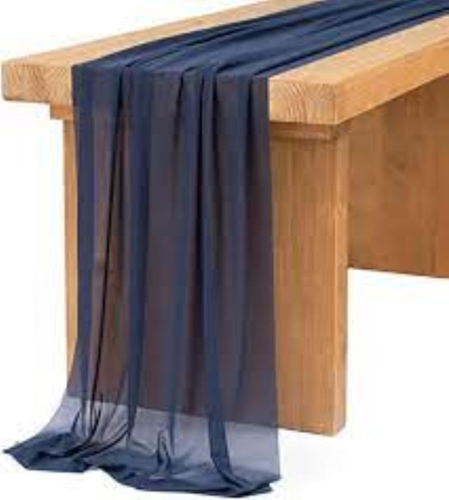 Rental store for table runner navy sheer 28 inch x 120 inch in Southeastern Oklahoma