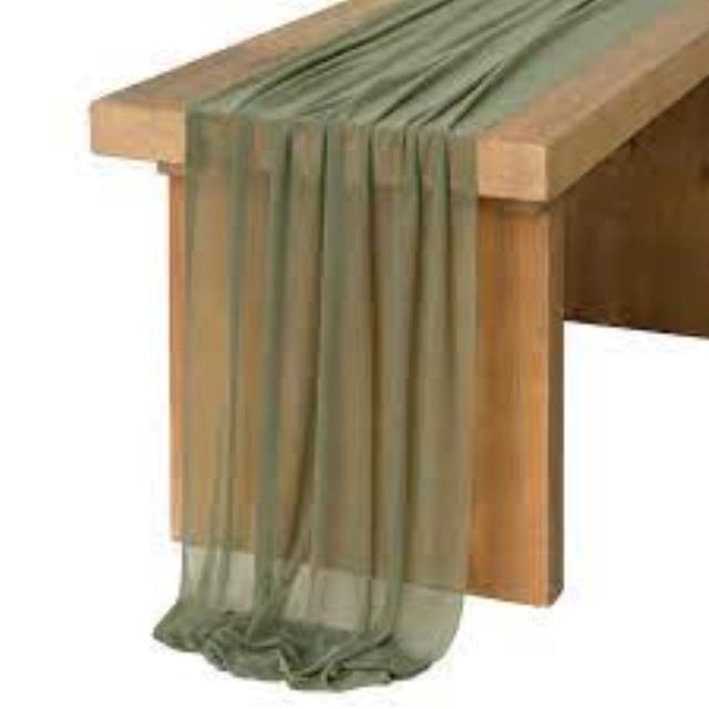Rental store for table runner sage sheer 21 inch x 78 inch in Southeastern Oklahoma