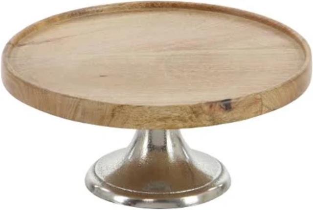 Rental store for cake stand wood silver 14 inch in Southeastern Oklahoma