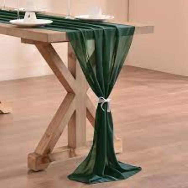 Rental store for table runner emerald sheer 29 inch x 120 inch in Southeastern Oklahoma