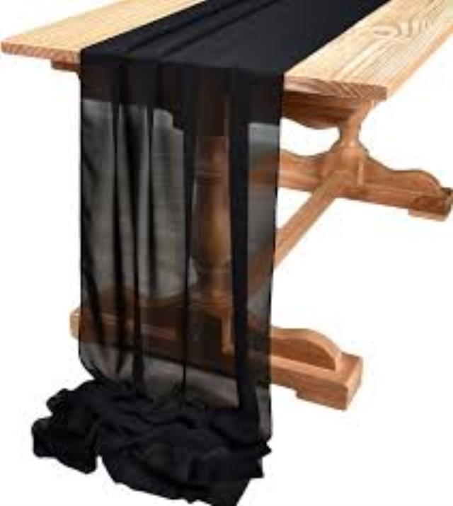 Rental store for table runner black sheer 29 inch x 120 inch in Southeastern Oklahoma