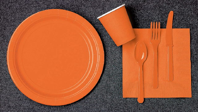 Rental store for forks plastic orange in Southeastern Oklahoma
