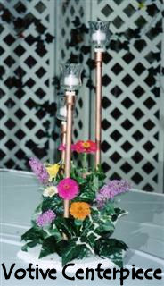 Rental store for votive copper centerpieces in Southeastern Oklahoma